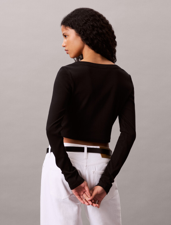 Cropped Ribbed Cotton Cardigan