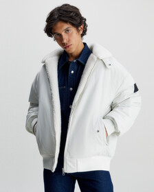 Reversible Sherpa Bomber Jacket, Ivory, hi-res