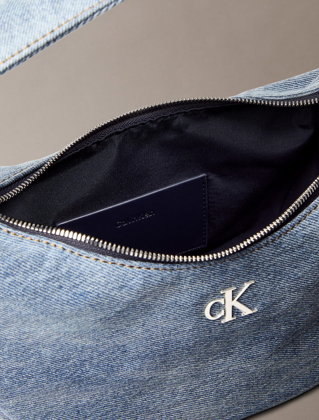 Monogram Denim Crescent Shoulder Bag, Denim, hi-res