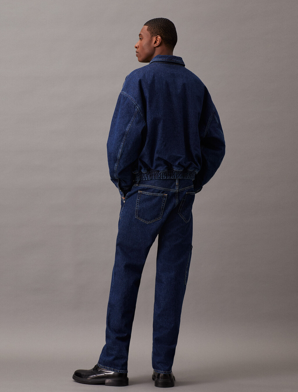 寬鬆牛仔飛行員外套, Denim Dark, hi-res