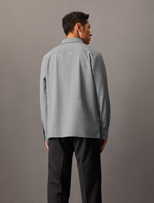 Wool Blend Covered Placket Shirt, Grey Heather, hi-res