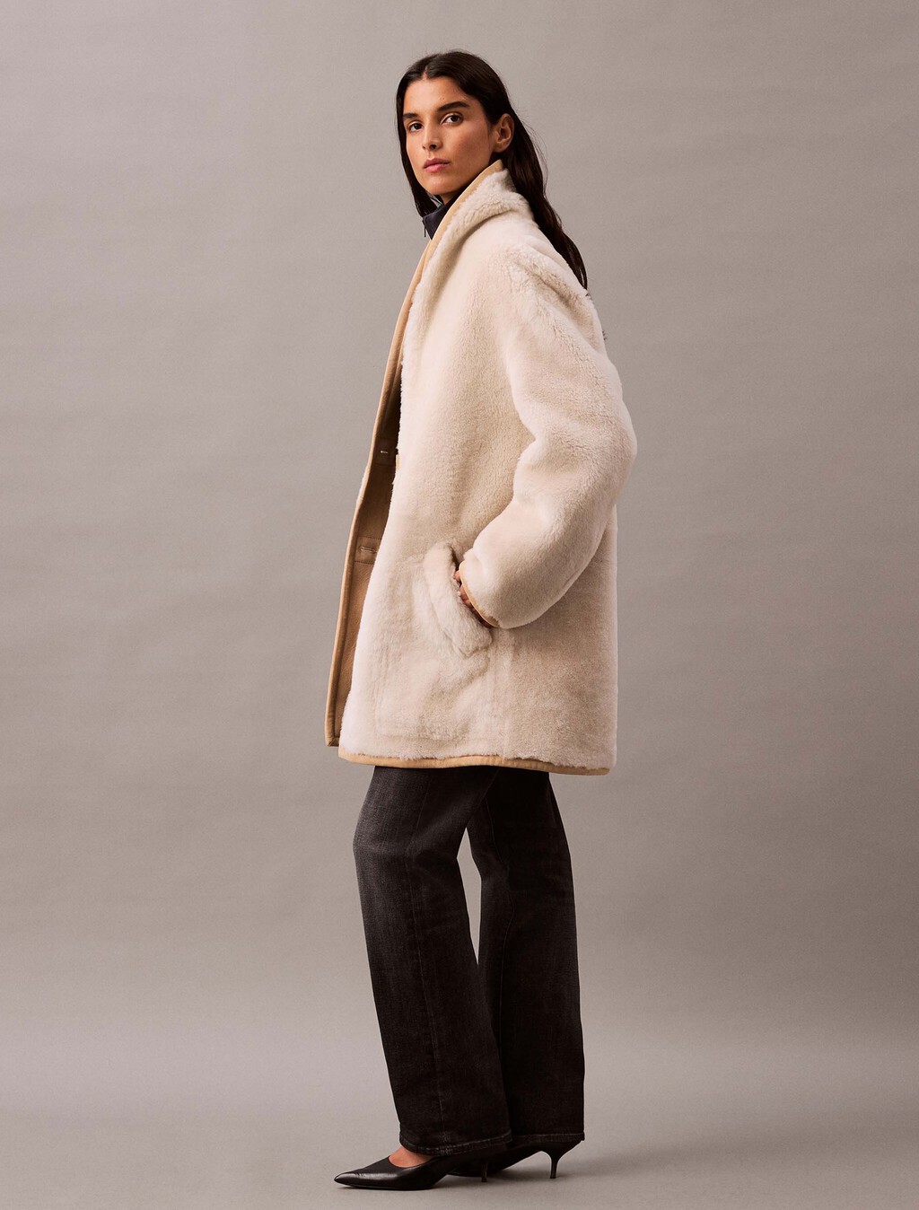 Reversible Shearling Coat, Natural / Ivory, hi-res