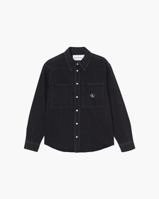 RELAXED DENIM SHIRT, 089 WASHED BLK, hi-res