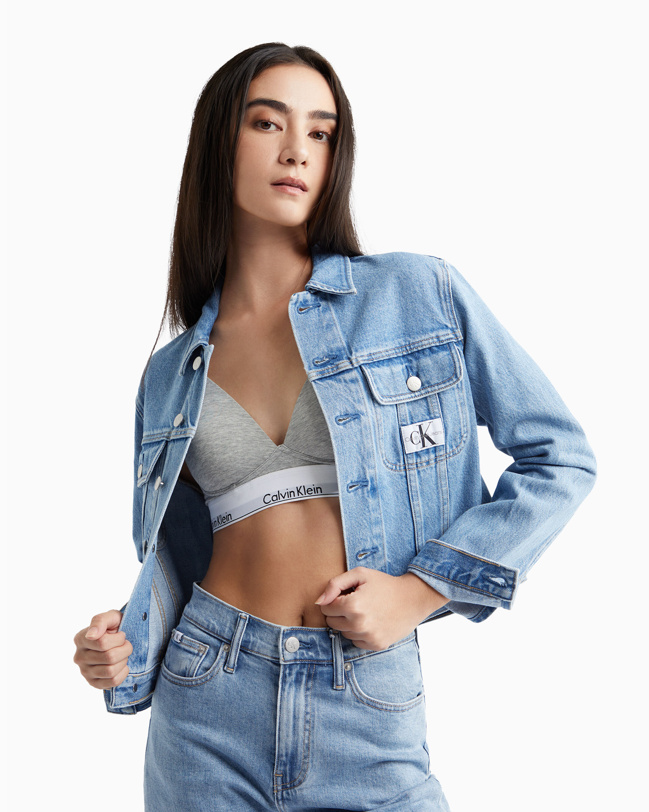 Sustainable Cropped 90S Denim Jacket blue Calvin Klein Hong Kong