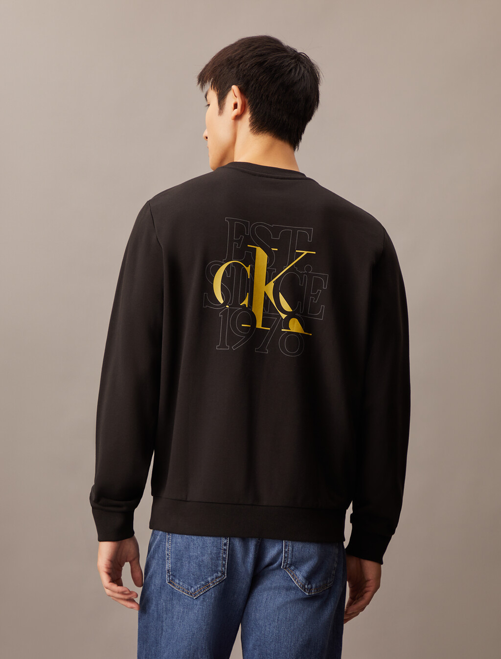 後背 Monogram 標誌印花衛衣, Ck Black, hi-res