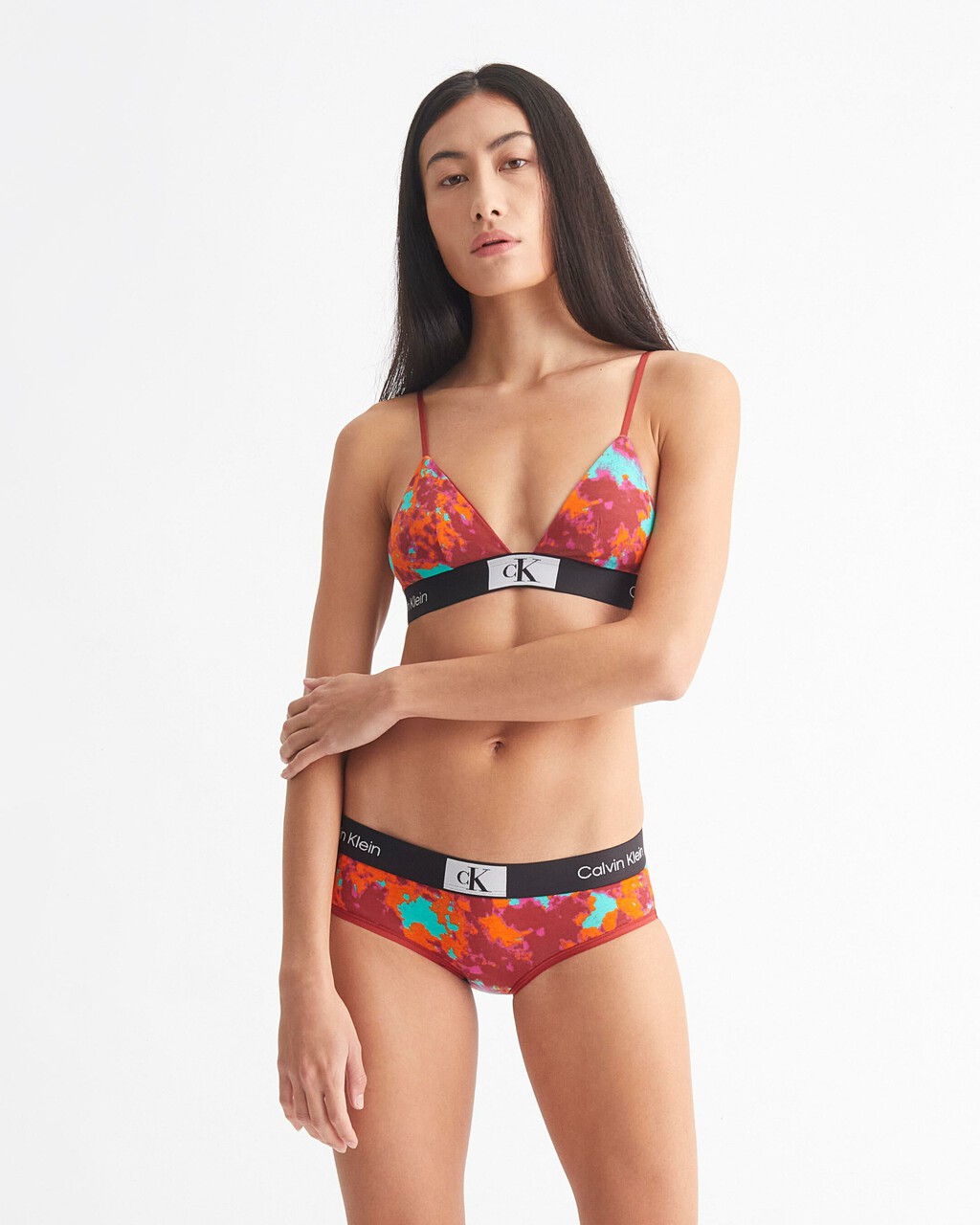 Calvin Klein 1996 Lightly Lined Triangle Bra, TEMPERATURE PRINT+FRESH PEPPERMINT, hi-res