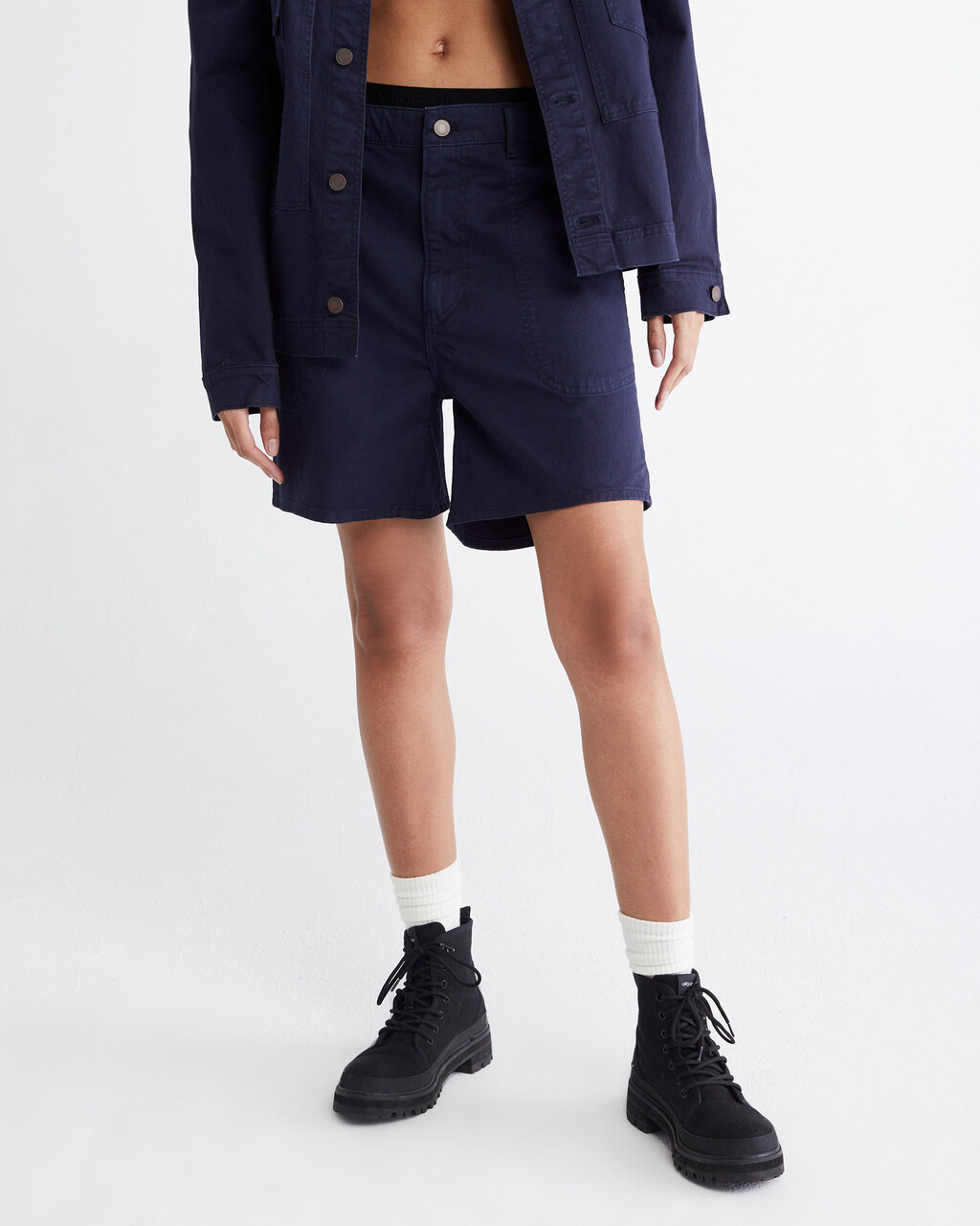 STANDARDS OVERDYED 高腰闊腿短褲, NAVY BLAZER-410, hi-res