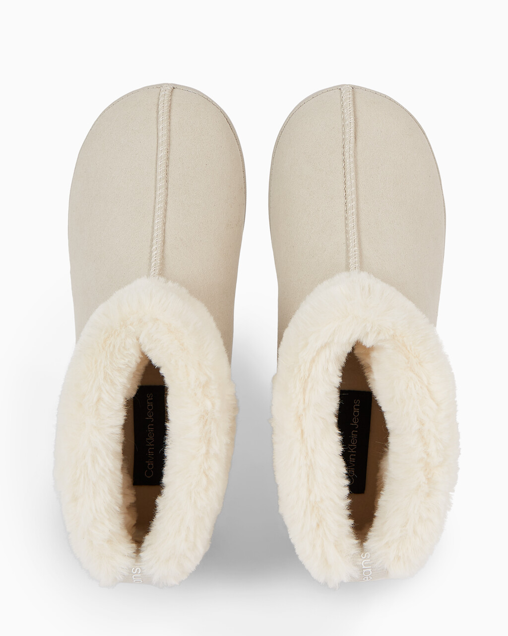 Faux Suede Slippers, Eggshell/Creamy White, hi-res