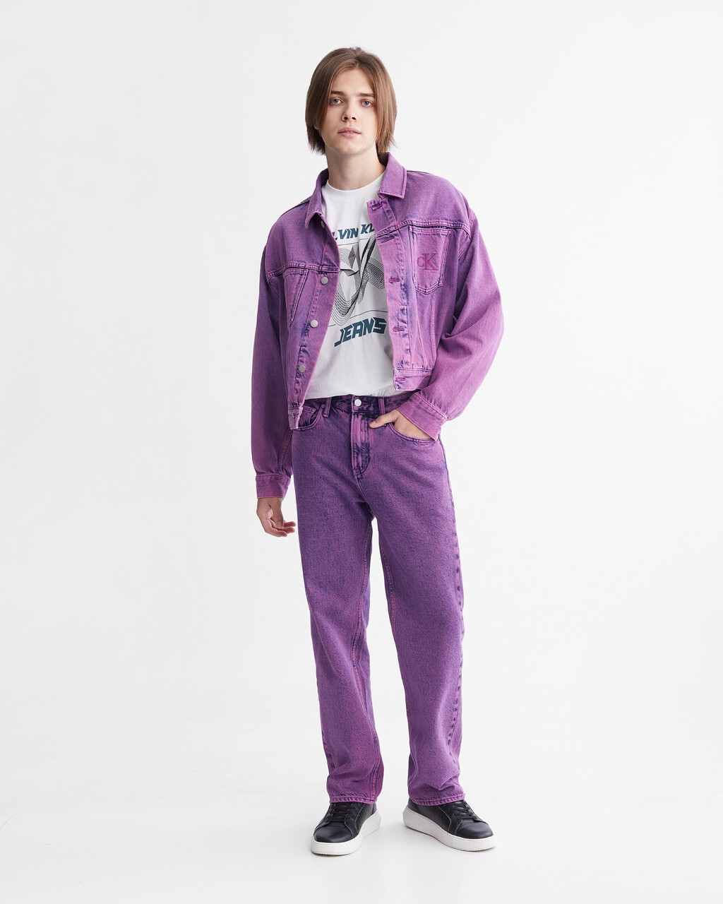 Unisex Boxy Denim Jacket | purple | Calvin Klein Hong Kong