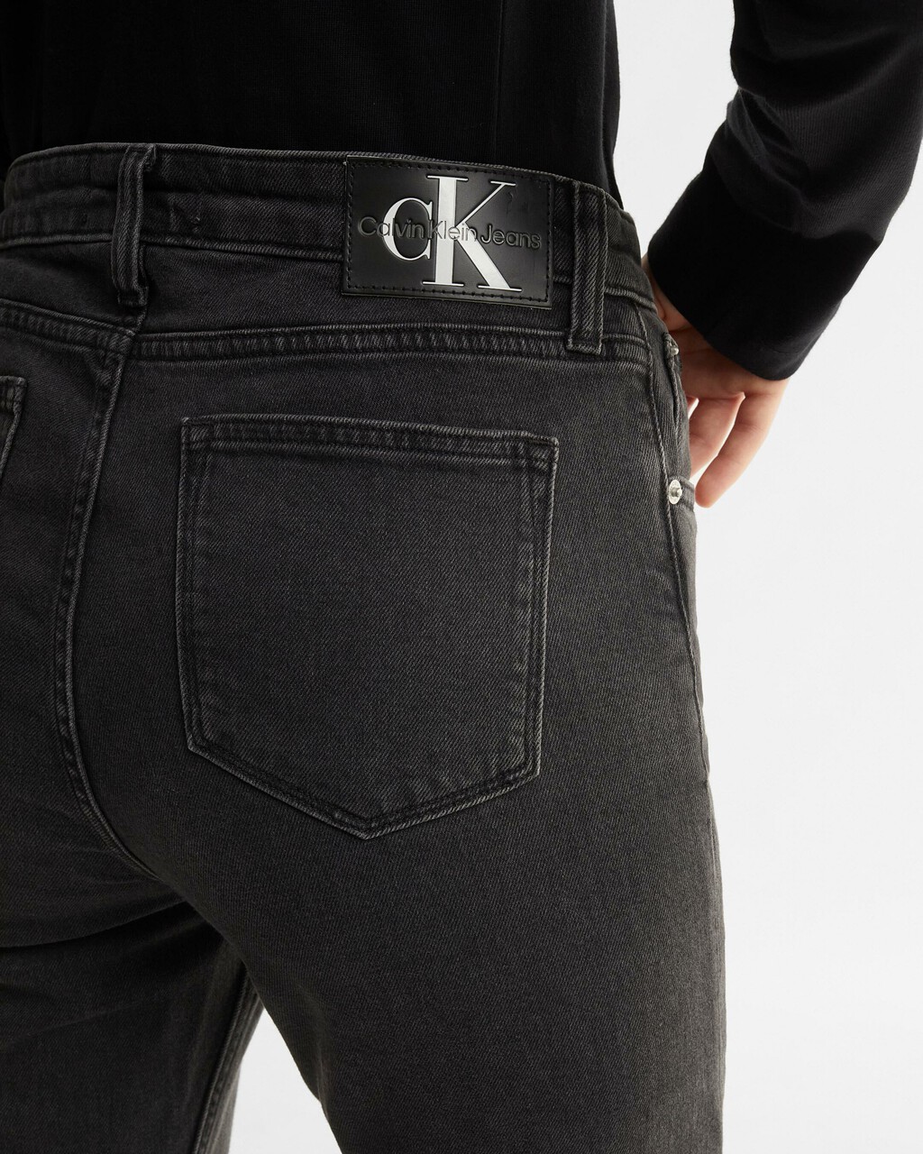 RECONSIDERED HIGH RISE FLARED JEANS, Wsh Blk Twt Side Lg Spl/Rwh, hi-res