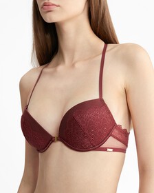 Ck Black Vintage Lace Push Up Plunge Bra, Tawny Port, hi-res