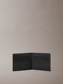 金屬燙印壓花標誌對摺式銀包, Black, hi-res