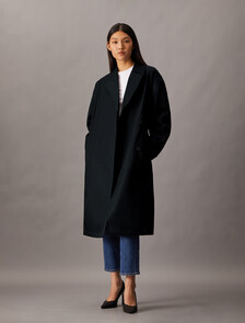 Organic Cotton Blend Trench Coat, Black, hi-res