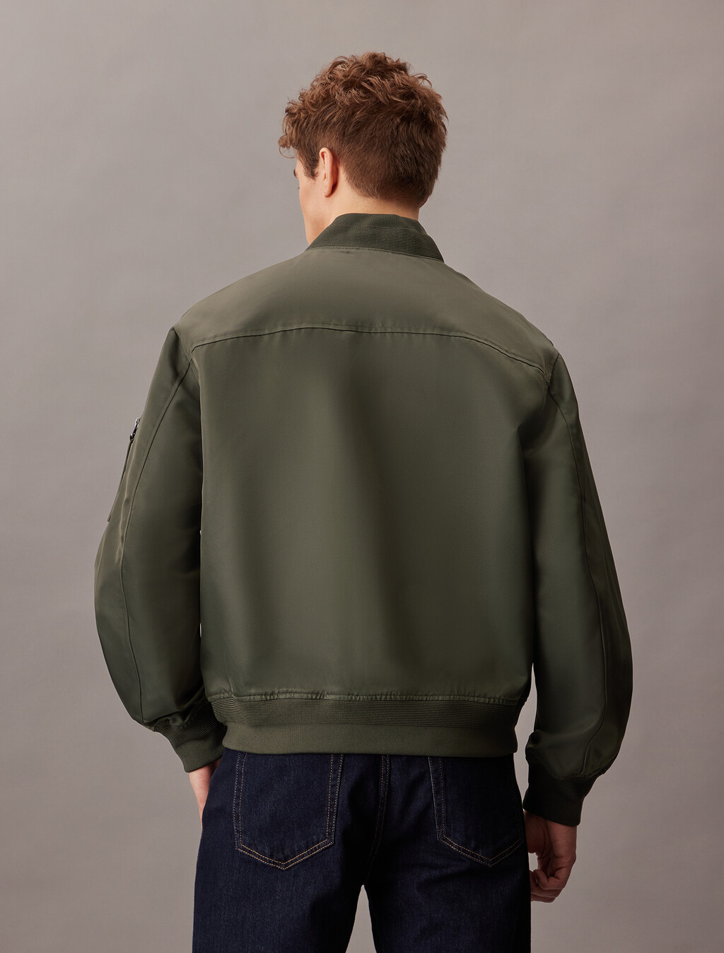 Nylon Bomber Jacket, Beluga, hi-res