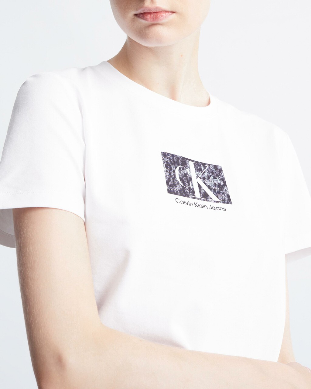 Monogram 四方印花有機棉修身 T 裇, Bright White, hi-res