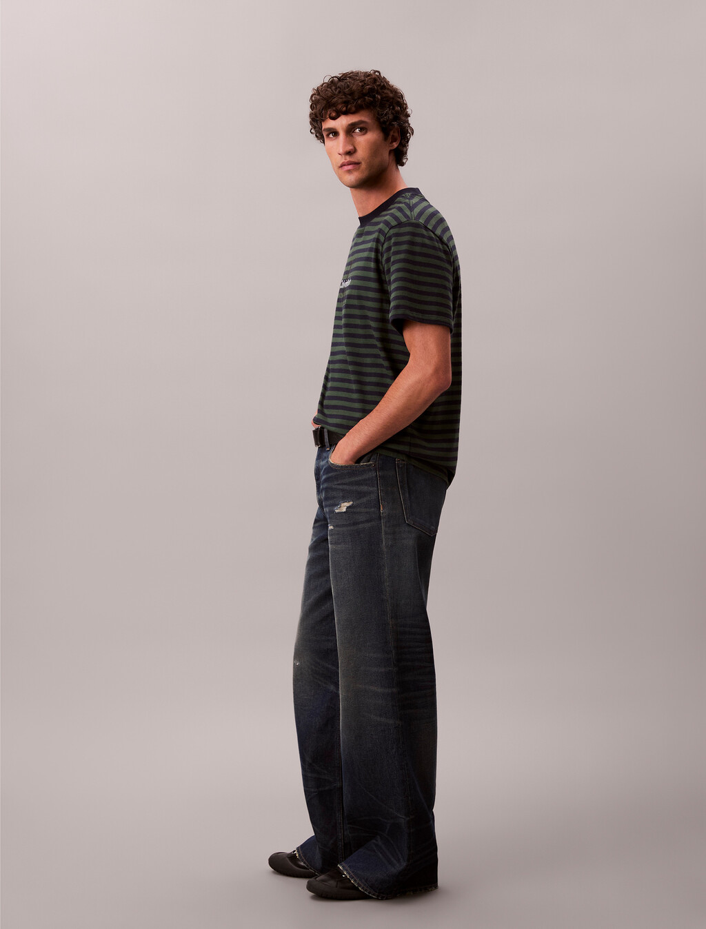 Monogram Logo Stripe Relaxed T-Shirt, Sycamore, hi-res