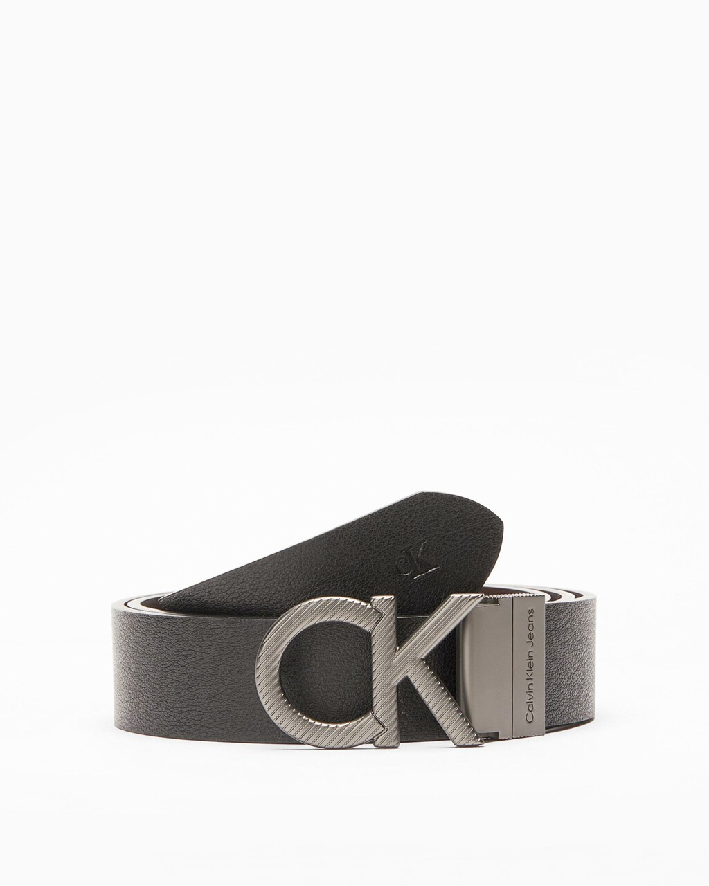 雙面紋理 CK 標誌皮帶 35 毫米, BLACK/BITTER BR, hi-res