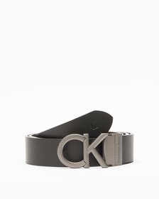 雙面紋理 CK 標誌皮帶 35 毫米, BLACK/BITTER BR, hi-res
