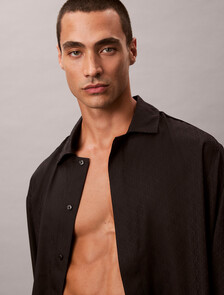 Satin Jacquard Pyjama Top, 19524 TEENIE DELUSTER EMBLEM+BLACK/ASHFORD GRAY, hi-res