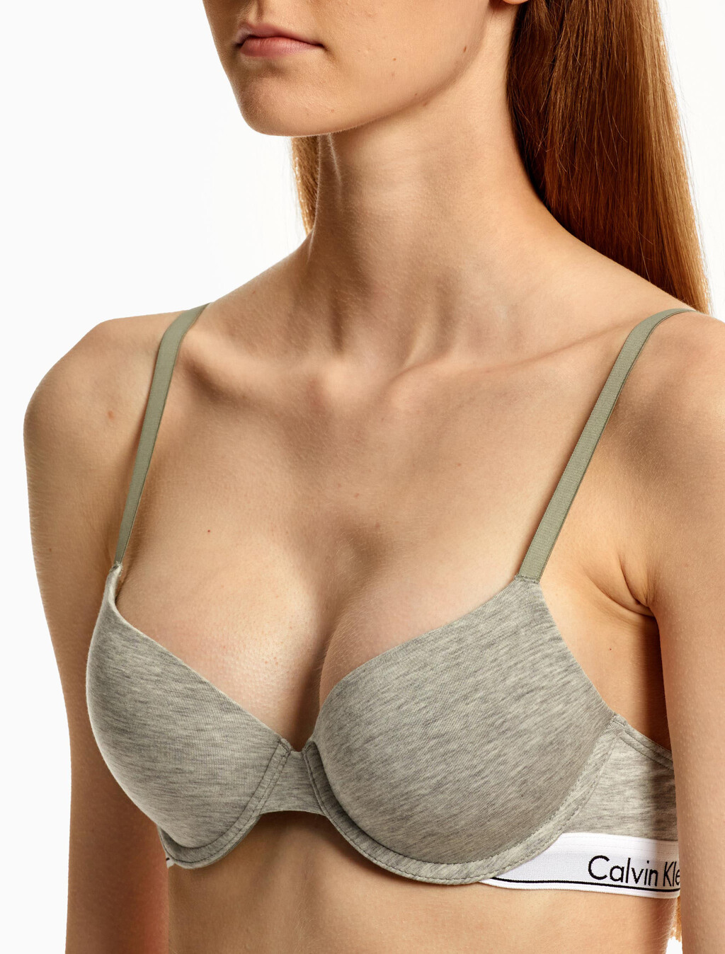 Icon Cotton Lightly Lined Demi Bra, Grey Heather, hi-res