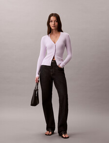 Slim Cable Knit Cardigan, Island Lilac, hi-res