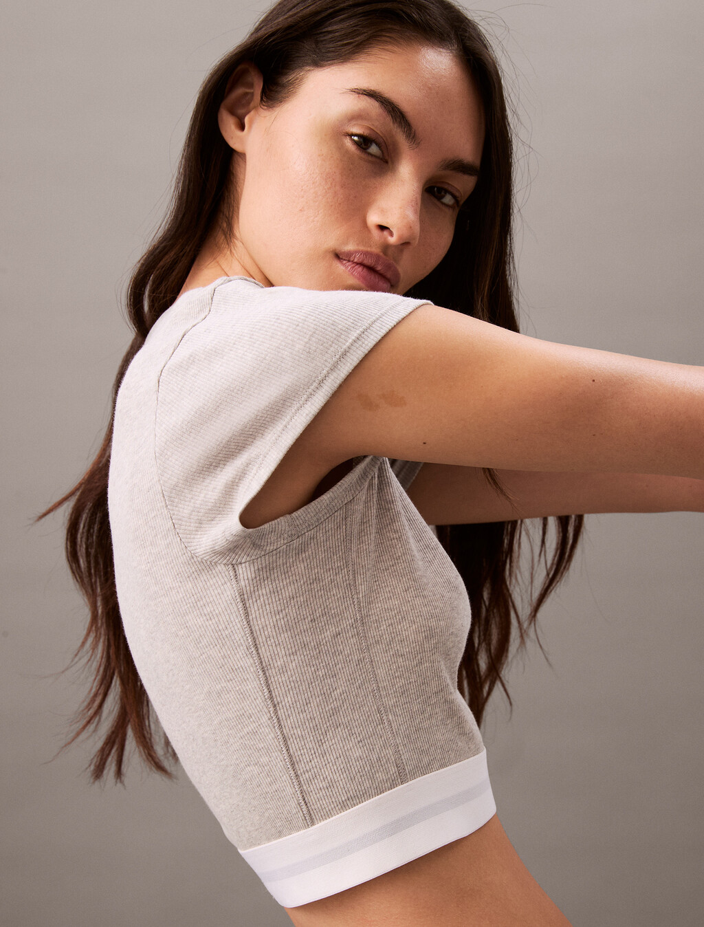 Rib Knit Cropped Tee, LILAC QUARTZ, hi-res