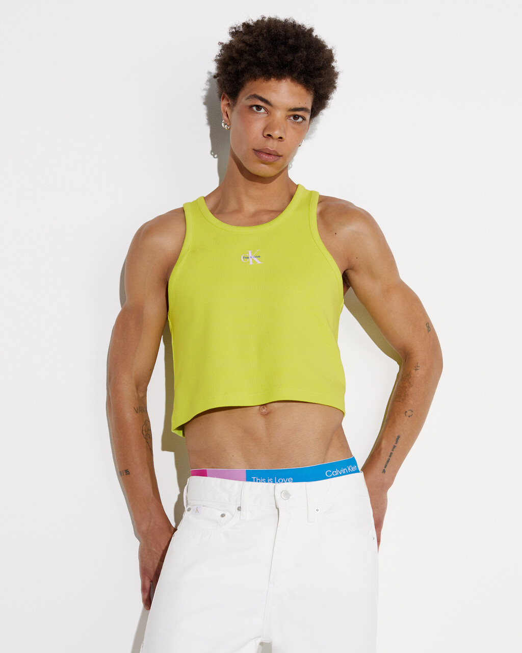 Pride Capsule Rib Knit Tank Top, Lemon Lime, hi-res