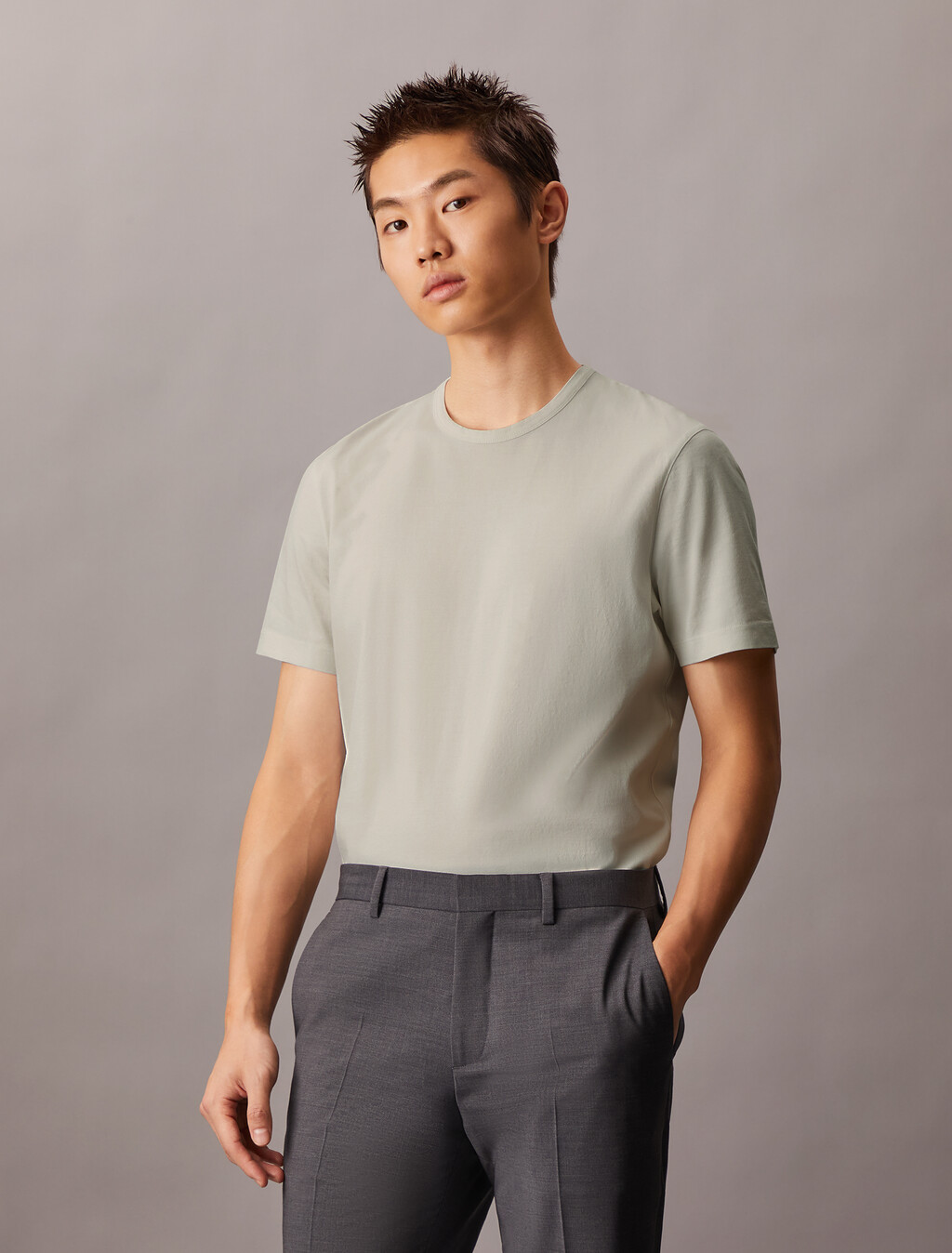 The Calvin Double Mercerized Tee, Vaporous Gray, hi-res