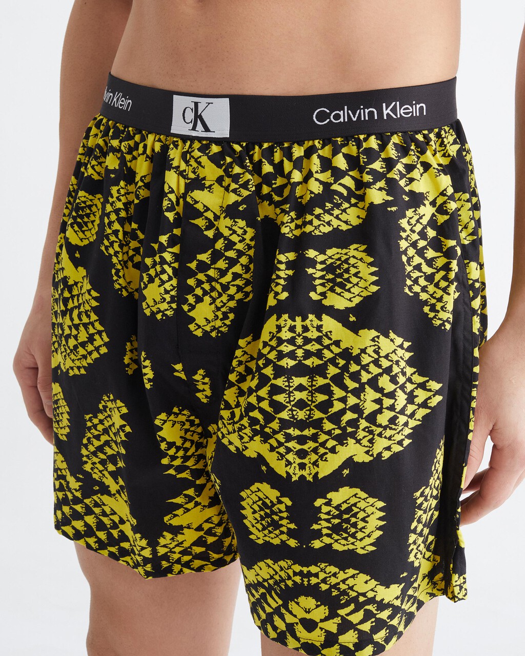 CALVIN KLEIN 1996 梭織棉質平角內褲, SNAKE PRINT_MORNINGSIDE YELLOW, hi-res
