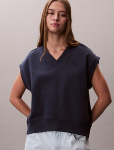 Monogram V Neck Cotton Terry Vest, Blue Nights, hi-res