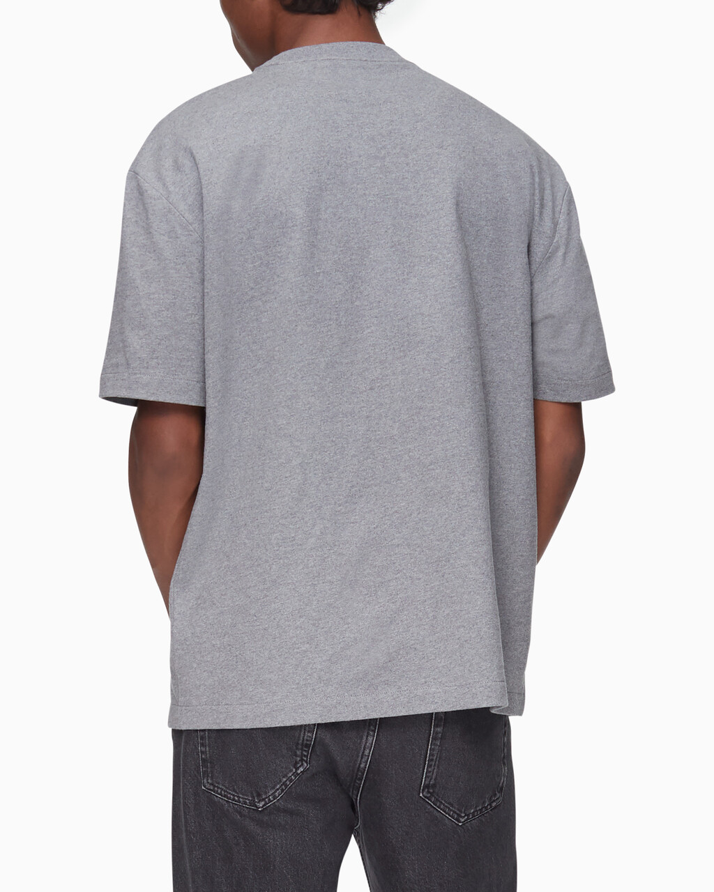 Calvin Logo 圓領上衣, Medium Grey Heather, hi-res