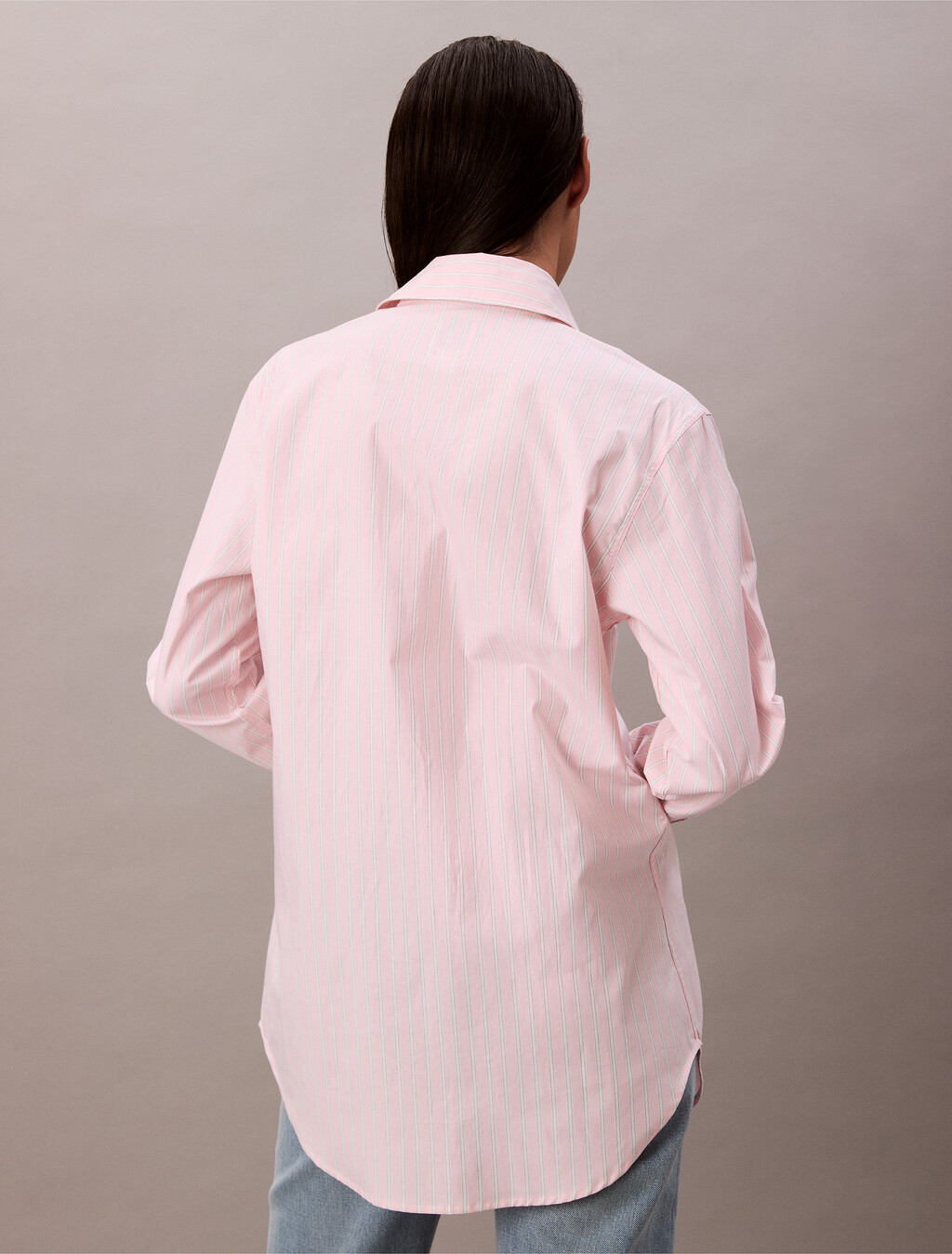 Stripe Relaxed Button-Down Shirt, Powder Pink, hi-res
