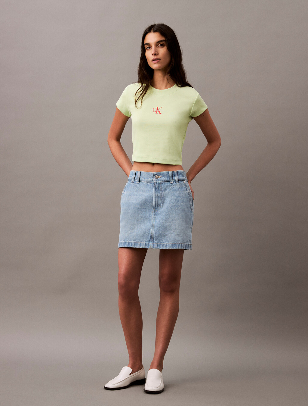 Slim Cropped Monogram T-shirt, Butterfly, hi-res