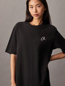 CK Embroidery Long T-Shirt Dress, Ck Black, hi-res