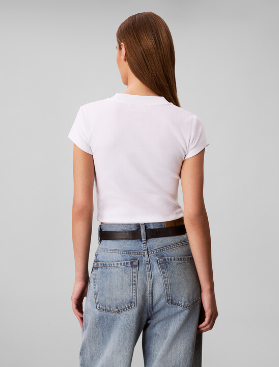 羅紋緊身短版 T 恤