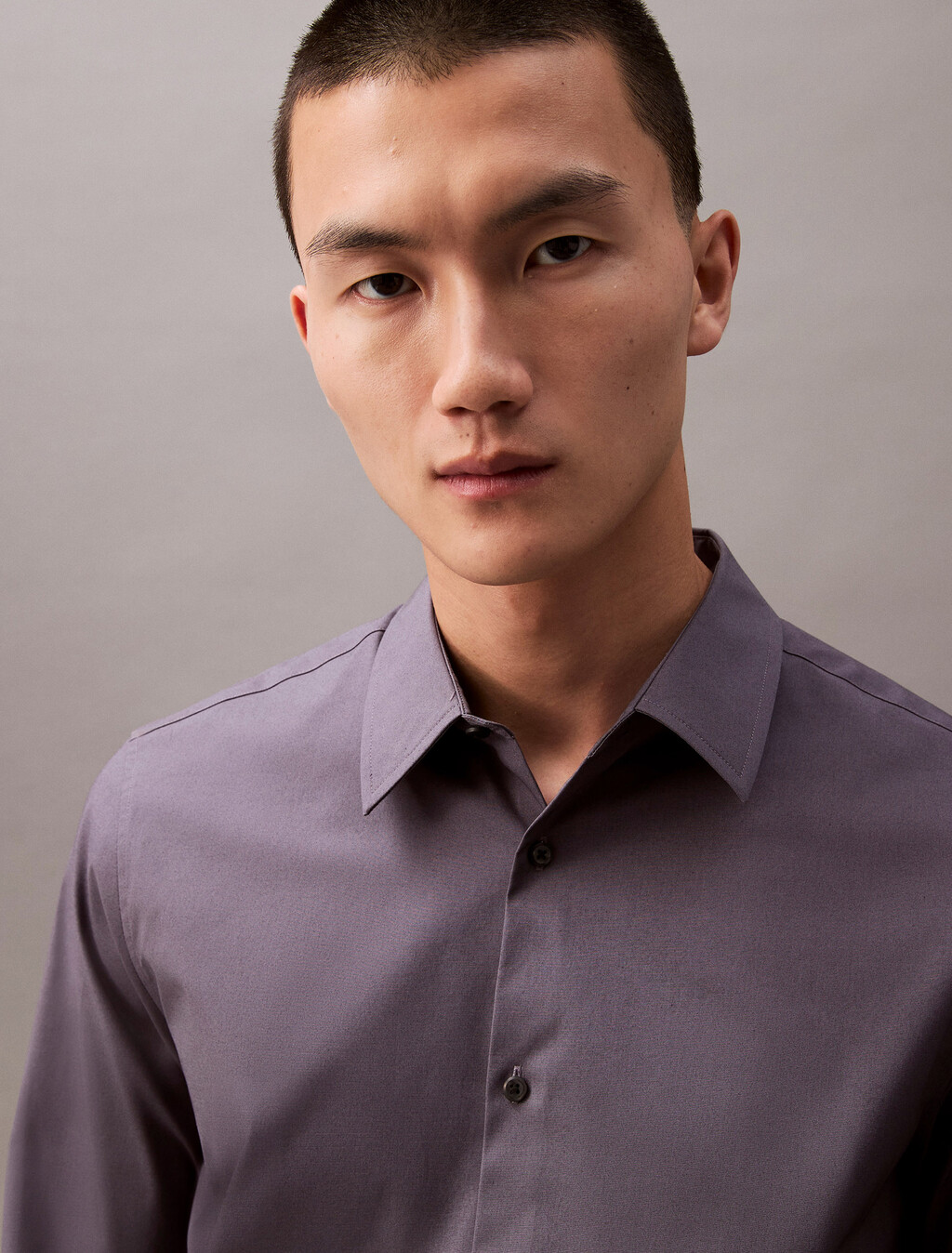 Supima Stretch Cotton Slim Button-Down Shirt, Antique Violet, hi-res