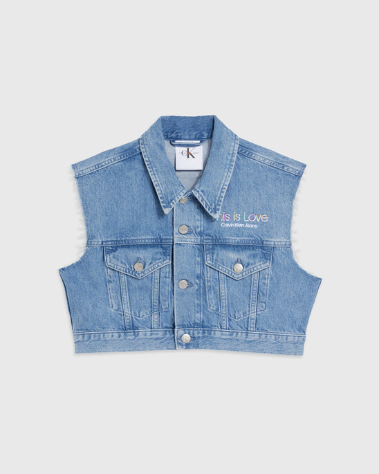 PRIDE CROPPED DENIM VEST