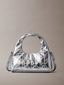 Puffer Emblem Logo Metallic Mini Bag, SILVER METALLIC, hi-res