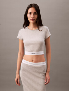 Rib Knit Cropped Tee, LILAC QUARTZ, hi-res