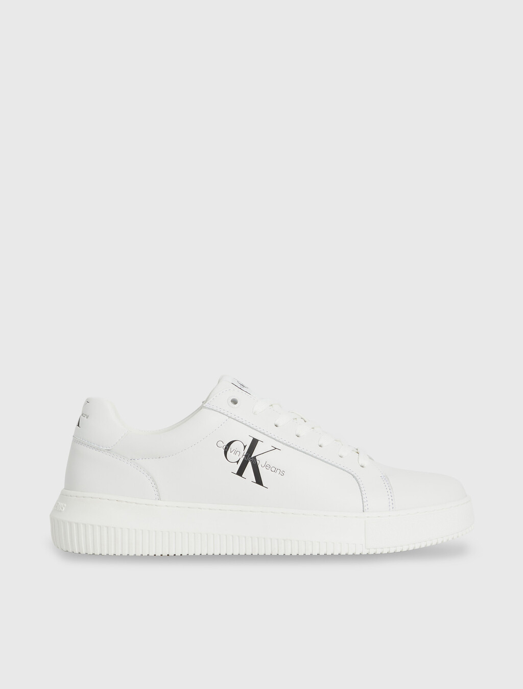 Leather Trainers, White/Black, hi-res