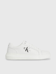 Leather Trainers, White/Black, hi-res
