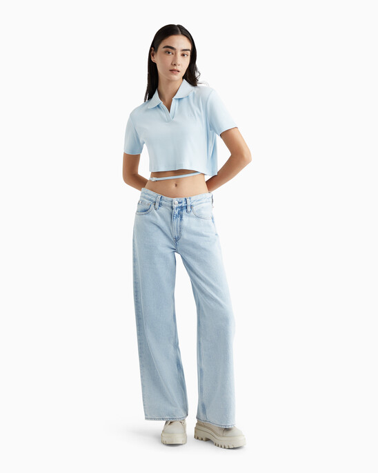 Modern Metals Cropped Polo Shirt With Logo Charm