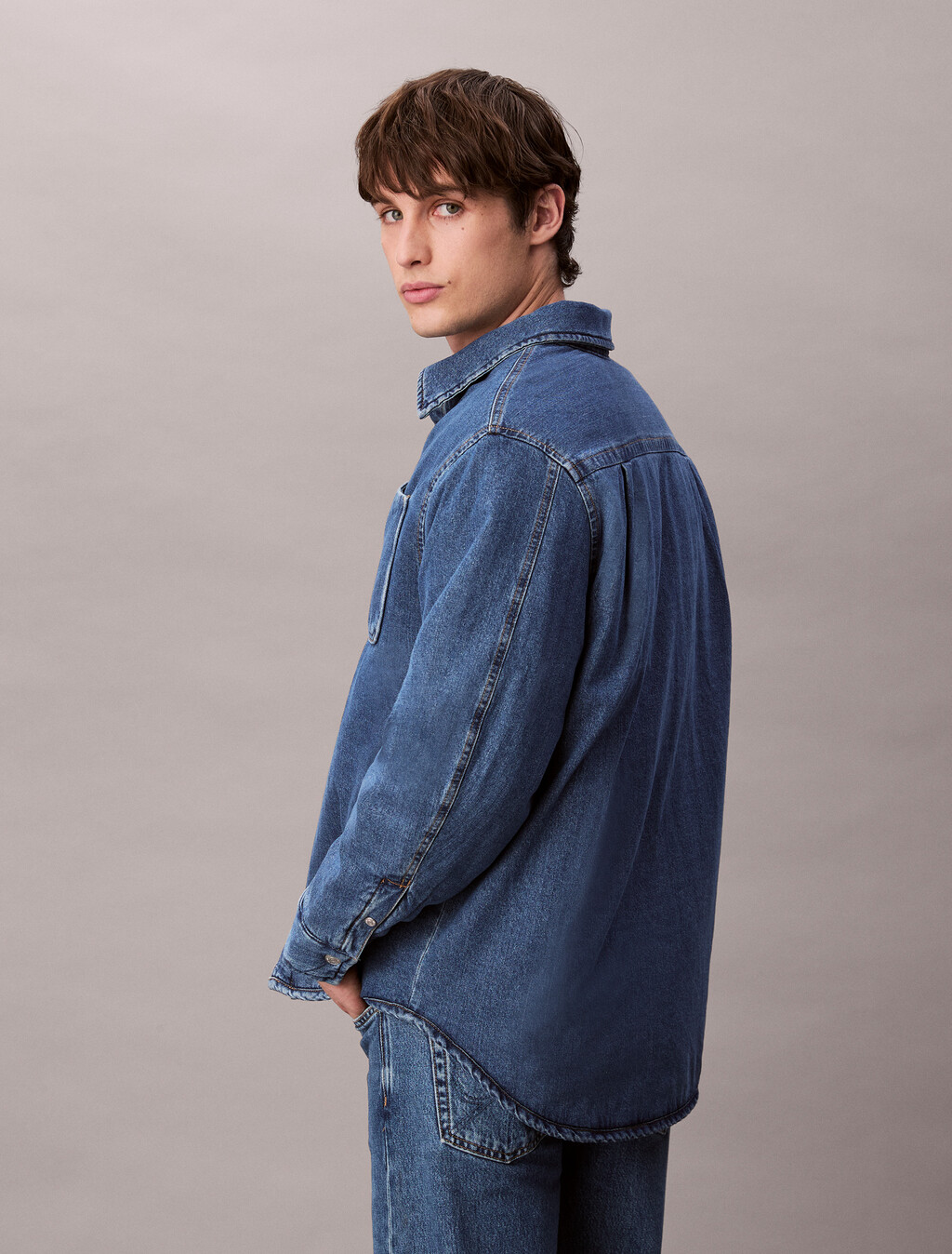 Ritz 絎縫牛仔襯衫, RITZ, hi-res