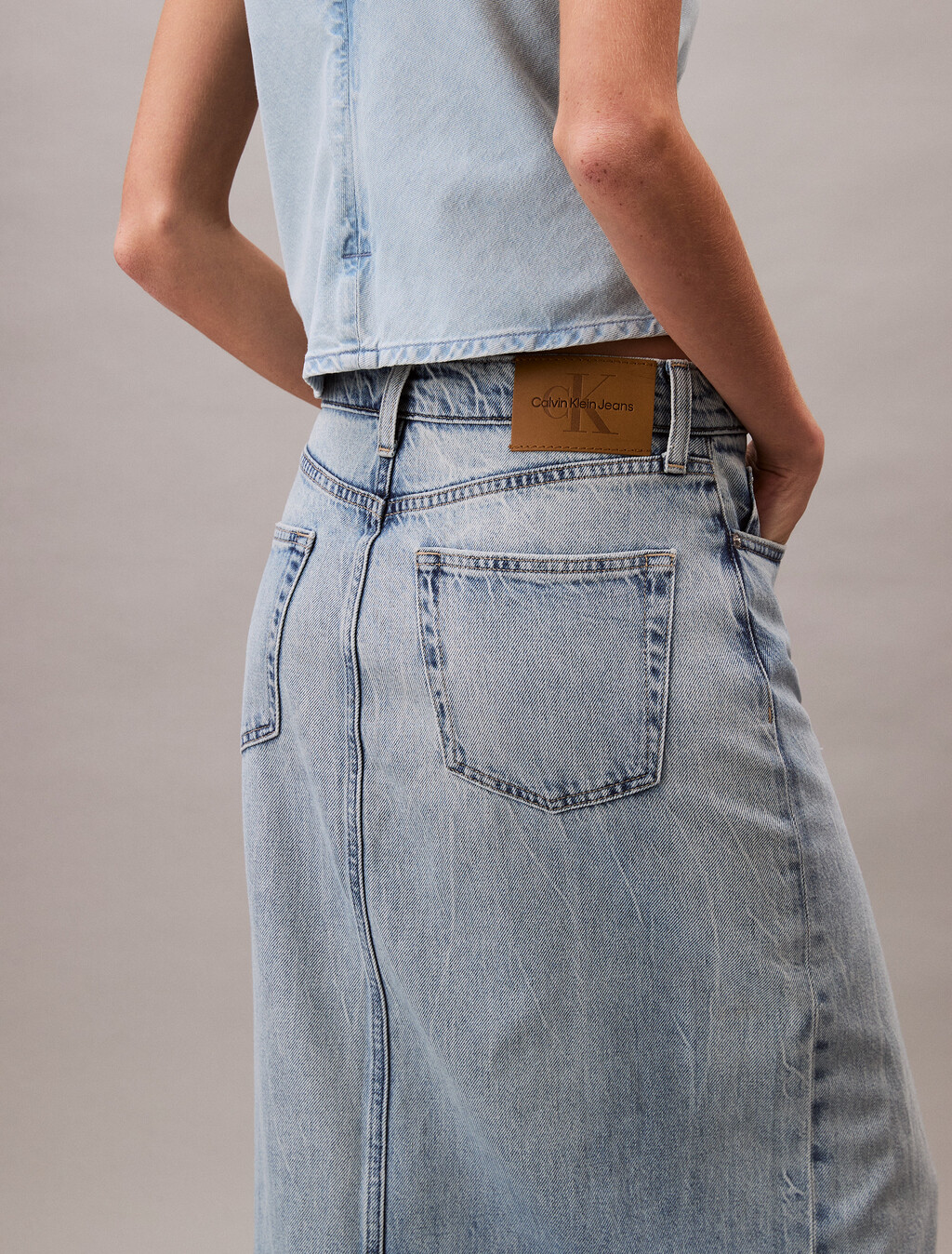 Denim Maxi Skirt, SHORELINE, hi-res