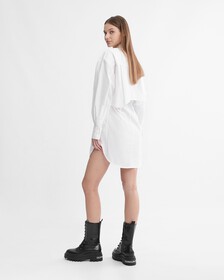 不對稱襯衫洋裝, Bright White, hi-res