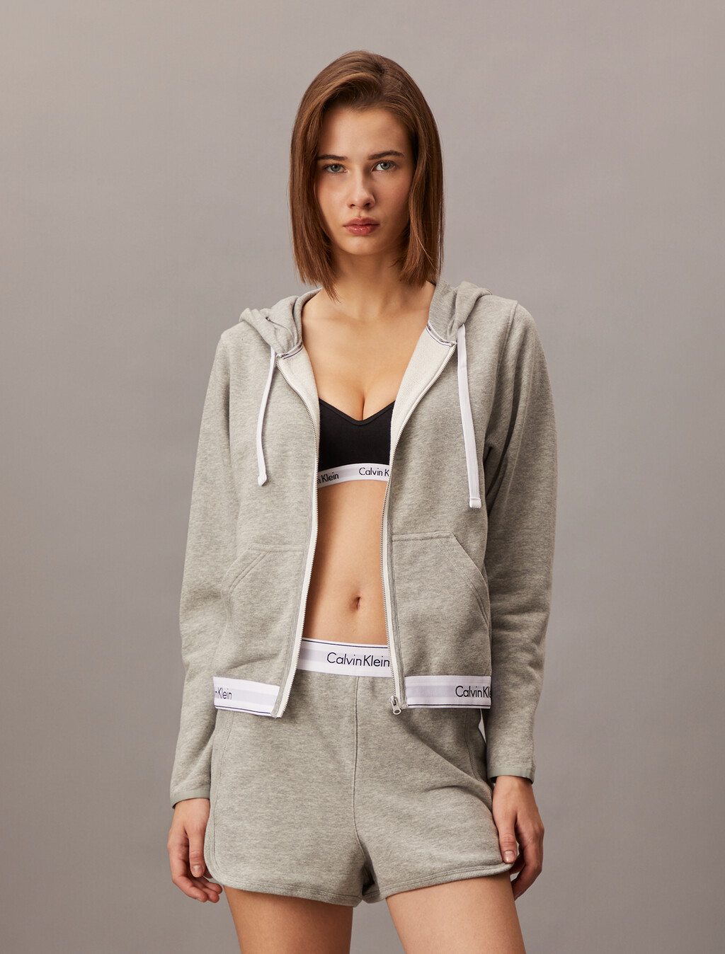 Icon Cotton Zip Through Hoodie, H111 Grey Heather, hi-res