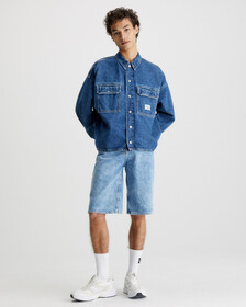 RECYCLED DENIM UTILITY SHIRT, Denim Dark, hi-res