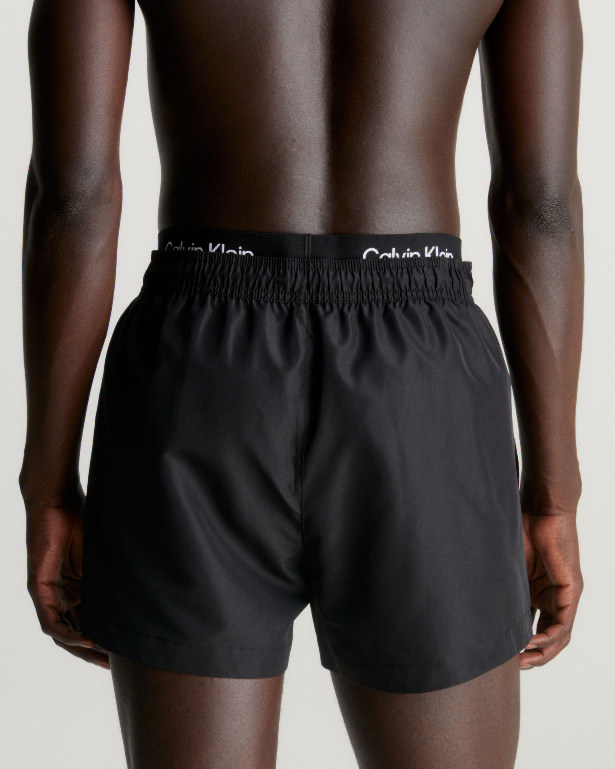 Calvin klein double waistband swim shorts black discount