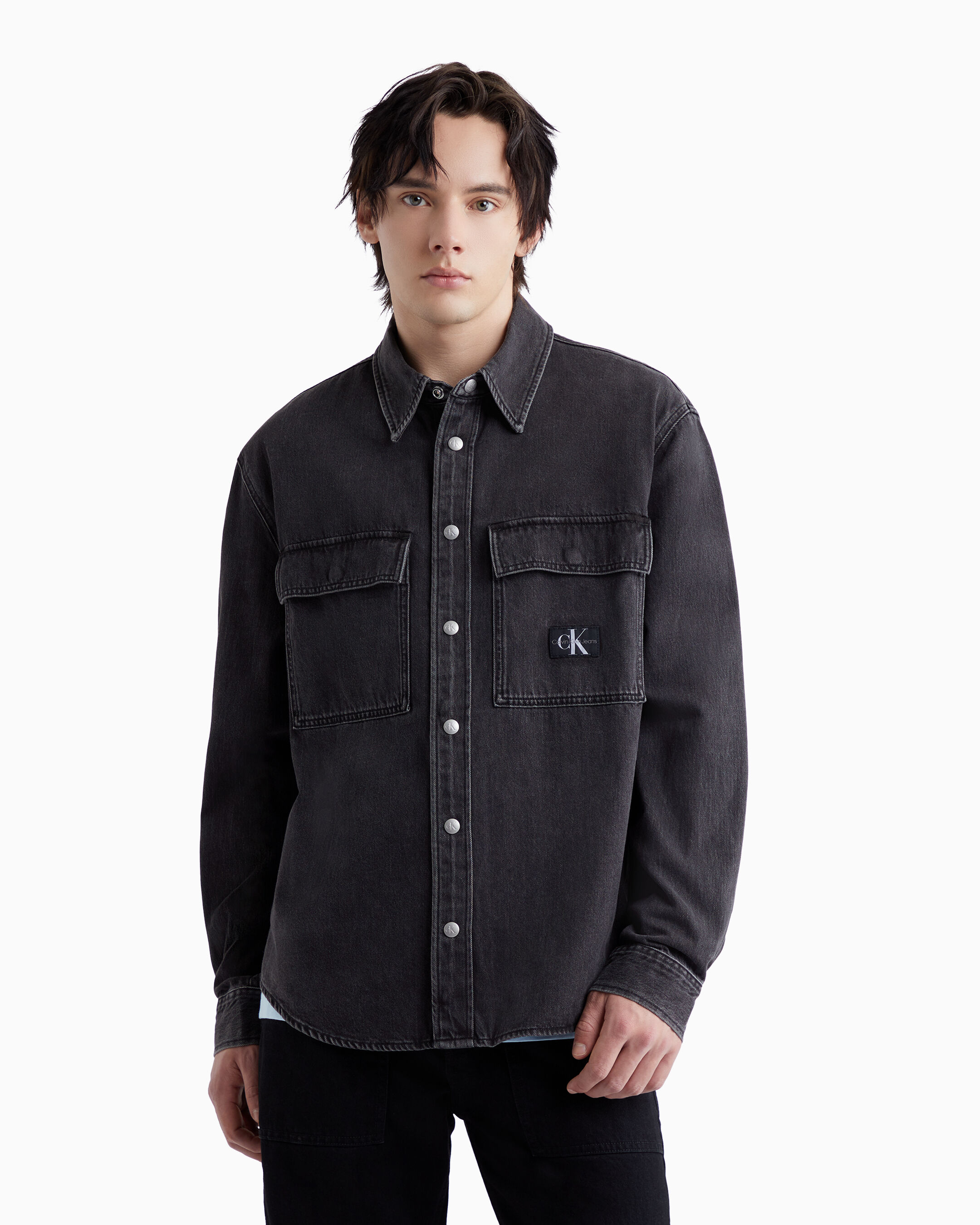 Calvin klein black denim shirt sales