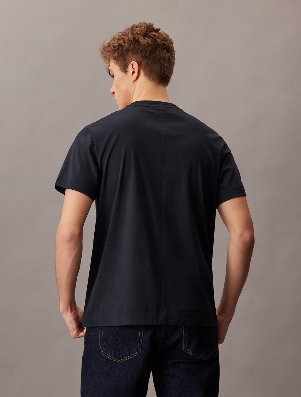 修身雙面針織 Supima 棉質 T 恤, Dark Sapphire, hi-res